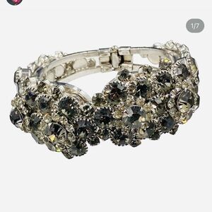 Vintage Verified Juliana Smoky Rhinestone Clamper Bracelet